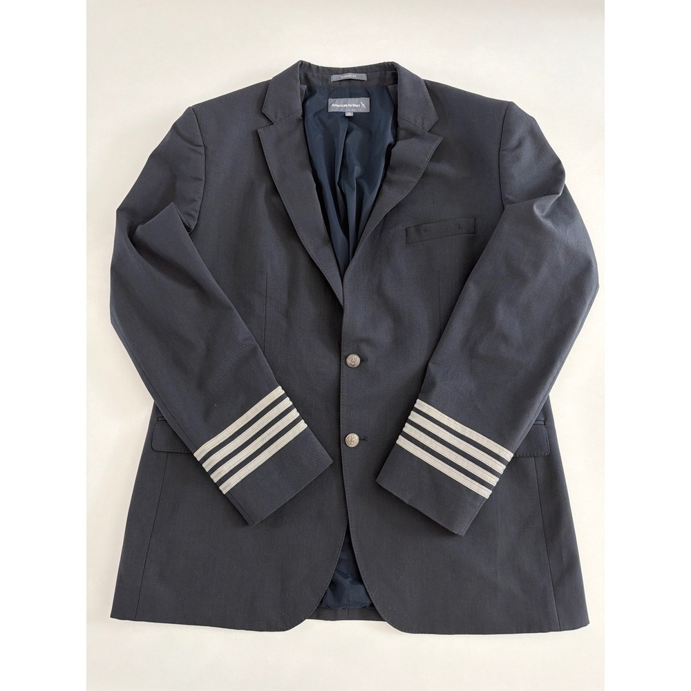 Vintage Authentic American Airlines Pilot Uniform Blazer Navy Blue Captain 46 L